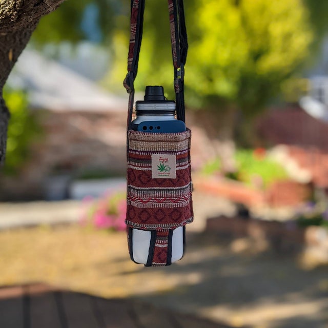 Hemp Water Bottle Holder Bag To Attach To Belts